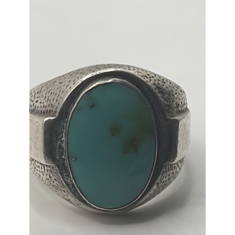 Silver Ring  Turquoise Oval Cabochon Size 8.5, 925